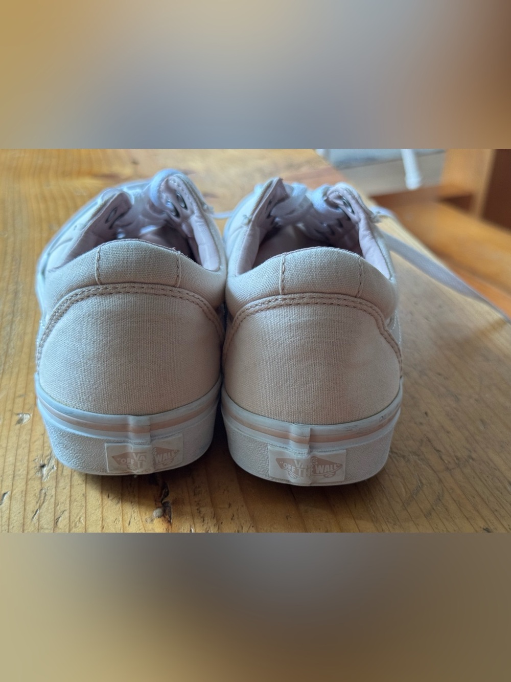 Vans Light Pink and White Canvas Low-Tops - Picture 4 of 13